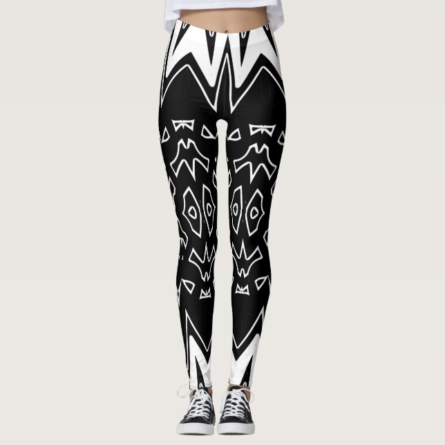 Leggings Clásico blanco negro moderno "Ratti_Creative_Arts" (Anverso)