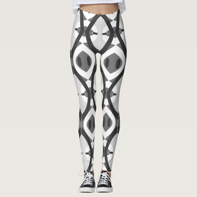 Leggings Clásico blanco negro vintage "Ratti_Creative_Arts" (Anverso)