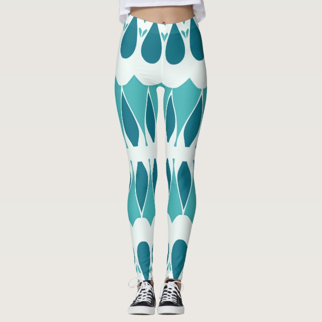 Leggings Clásico blanco verde azulado vibrante "Ratti_Creat (Anverso)
