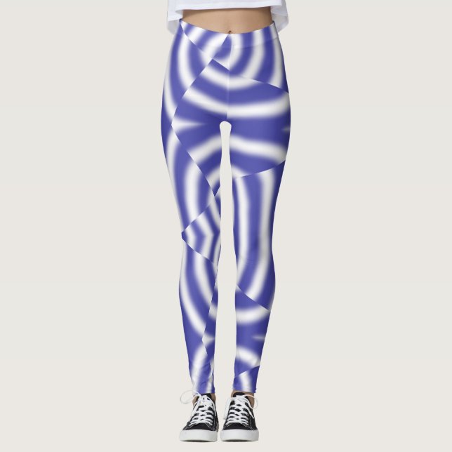 Leggings Clásico blanco y azul vibrante "Ratti_Creative_Art (Anverso)