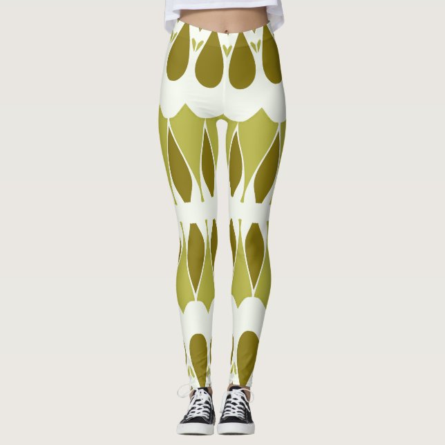 Leggings Clásico blanco y verde vibrante "Ratti_Creative_Ar (Anverso)