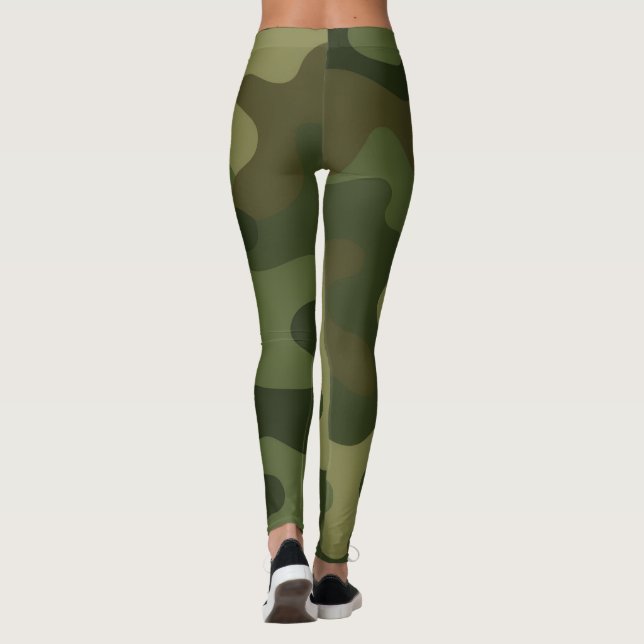 Leggings Clásico Camo Imprimir tonos tierra verde y marrón (Reverso)