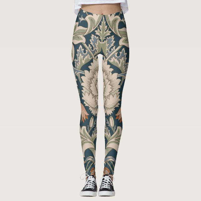 Leggings Clásico de flores del jardín floral de William Mor (Anverso)
