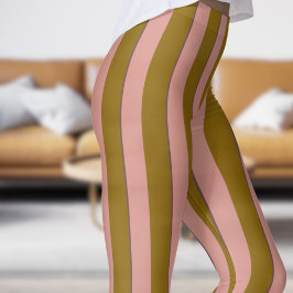 Leggings Clásico de Oro Oscuro y Láminas de tira rosada