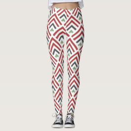 Leggings Clásico diagonal geométrico zigzag burgundy azul