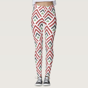 Leggings Clásico diagonal geométrico zigzag burgundy azul