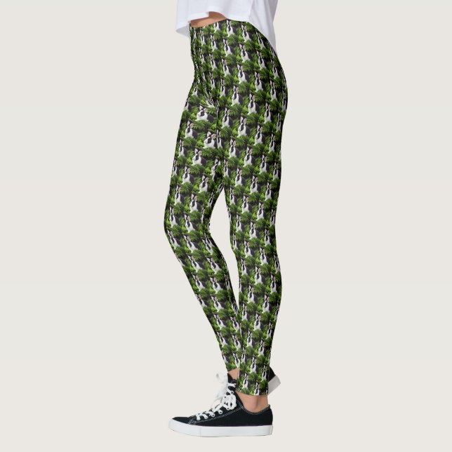 Leggings "Clásico encanto: Conejo conejo conejo blanco y ne (Izquierda)
