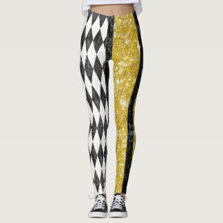 Leggings Clásico Harlequín Diamante Argyle Negro Blanco Dor