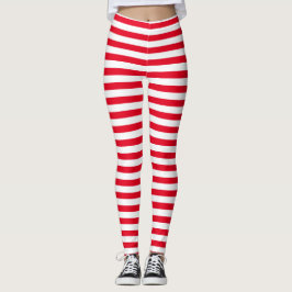 Leggings Clásico Minimal rojo y blanco rayado
