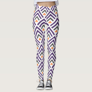 Leggings Clásico moderno de chevron de color morado blanco