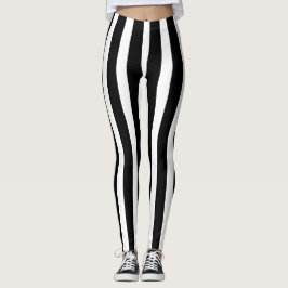 Leggings Clásico negro y blanco rayado de estilo