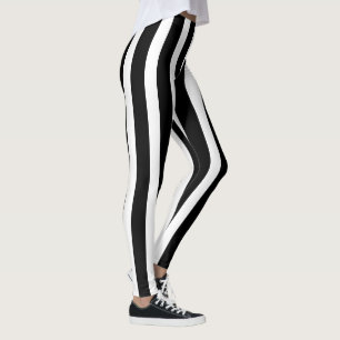 Leggings Clásico negro y blanco rayado de estilo