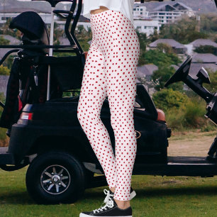 Leggings Clásico patrón de lunares rosa carmesí rojo