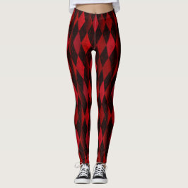Leggings Clásico Red Black Harlequin Diamond Argyle Legyle