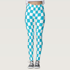Leggings Classic aqua blue checkerboard