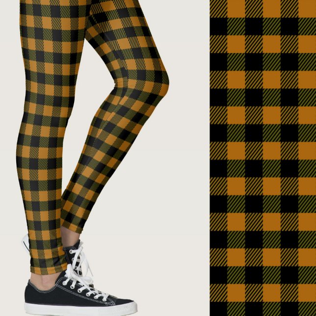 Leggings Classic burnt orange black buffalo plaid patterned (Subido por el creador)
