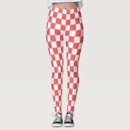 Leggings Classic coral red checkerboard