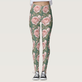 Leggings Classic English Roses In Blush Pink