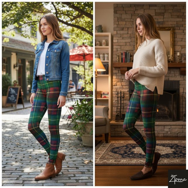 Leggings Classic Green Red Square Christmas Tartan (Subido por el creador)