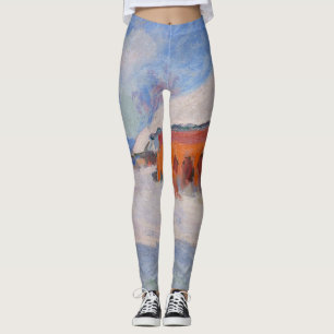 Leggings Claude Monet - Noruega, casas rojas en Bjornegaard