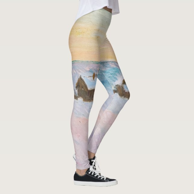 Leggings Claude Monet - Paisaje noruego, casas azules (Derecha)