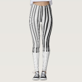 Leggings Claves de piano abstractas en blanco y negro