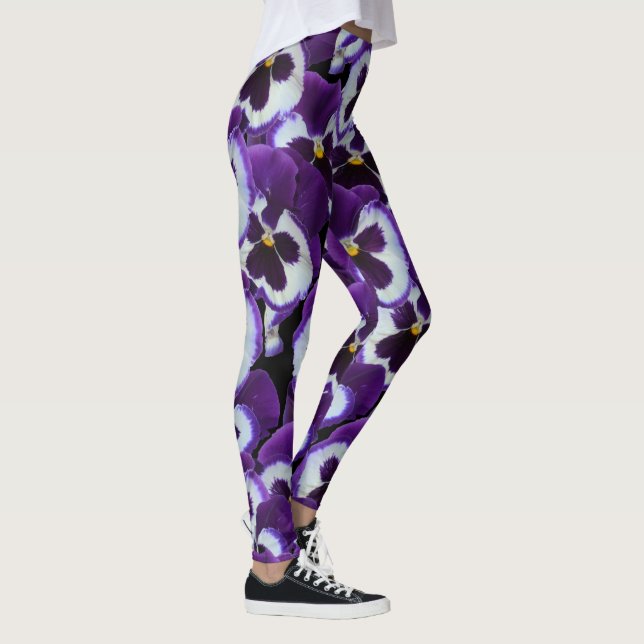 Leggings Clusters de Pansias Blancas Moradas: Grace Armonio (Derecha)