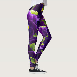 Leggings Clusters de Pansy Púrpura Profundo: Belleza Majest