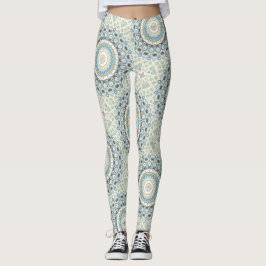 Leggings Coastal Mandala in Sand, Blue, and Driftwood Tones