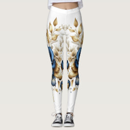 Leggings Cobalt White Flowers
