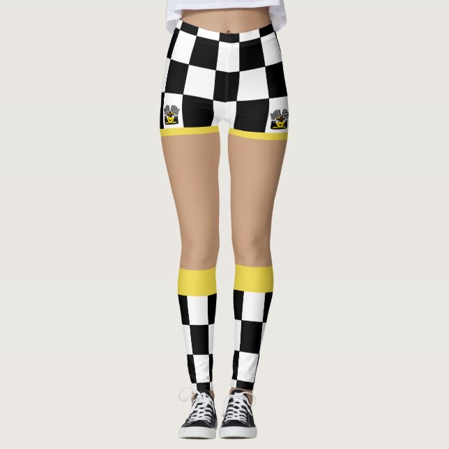 Leggings Coche de carreras amarillo: Bandera del inspector (Anverso)