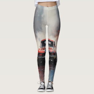 Leggings Coche de musculación roja en cabeza