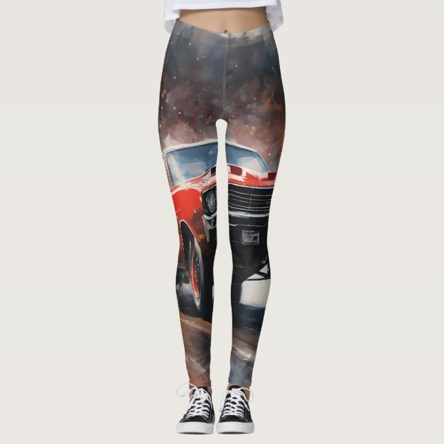 Leggings Coche de músculo rojo vintage (Anverso)
