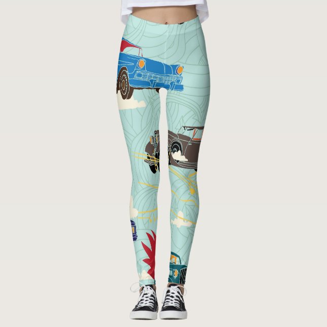 Leggings Coches de época: Patrón de nubes del cielo (Anverso)