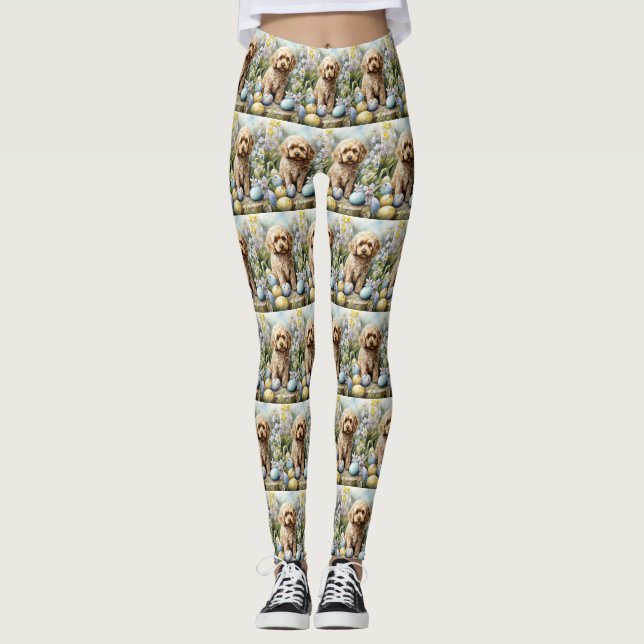 Leggings Cockapoo con huevos de Pascua Fiesta  (Anverso)