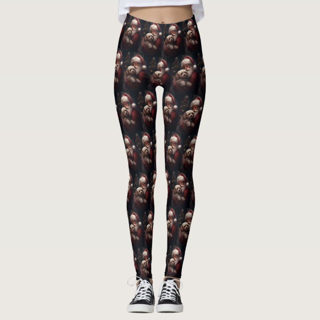 Leggings Cockapoo con Navidades festivos de Santa Claus (Anverso)