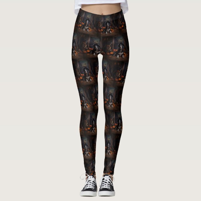 Leggings Cocker inglés Spaniel Pumpkins Halloween Scary (Anverso)