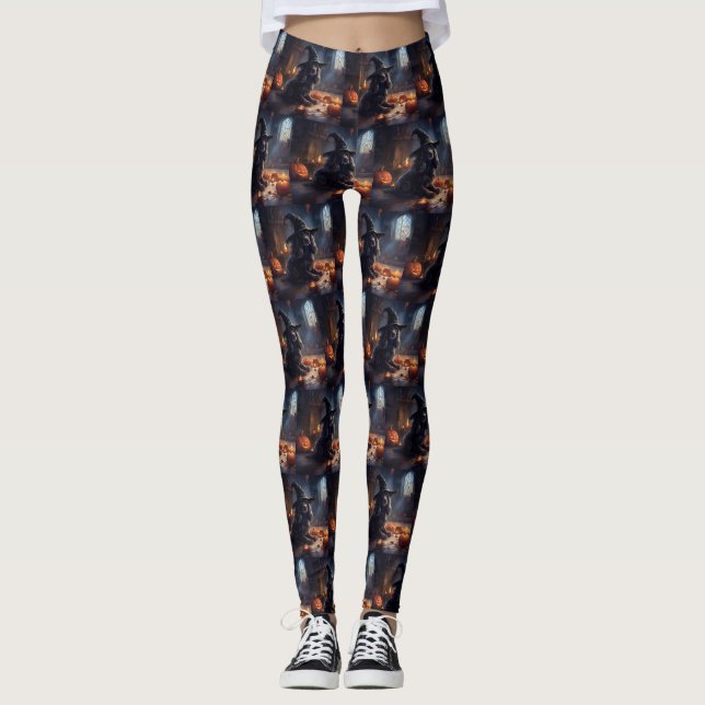 Leggings Cocker Spaniel Calabazas de Halloween Espeluznante (Anverso)