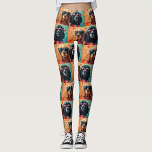 Leggings Cocker Spaniel con rosas del corazón Día de San Va