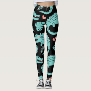 Leggings Cocodrilos personalizados, lindo patrón sin costur
