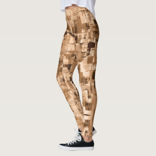 Leggings Coffee Brown Abstract Trendy
