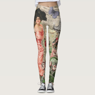 Leggings Coffee Lady Victorian Mujer Rosa Clásica
