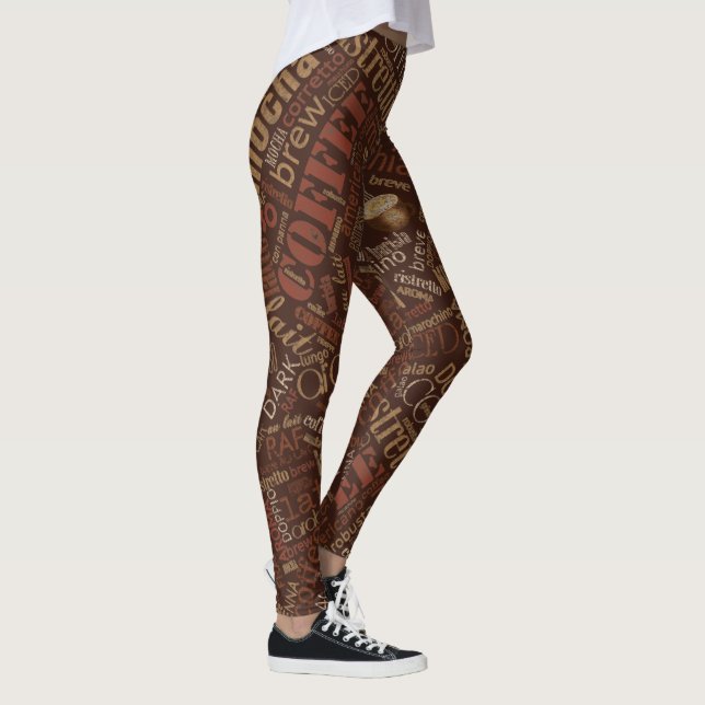 Leggings Coffee Word Cloud Brown ID283 (Derecha)