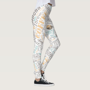 Leggings Coffee Word Cloud ID Verde azulado283