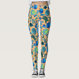 Leggings Cohetes retro en el espacio. L Naranja BG