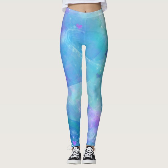 Leggings Cola de sirena de acuarela fantasía océano encanta (Anverso)