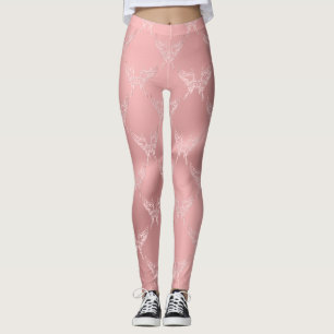 Leggings Cola redonda de mariposa estilizada rosa, de aspec