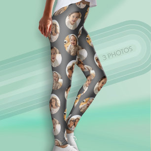 Leggings Colage de 3 fotos con patrón de medio ladrillo - C