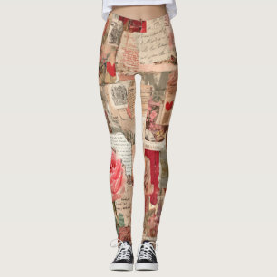 Leggings Colaje Romántico de Rosas Vintage (7)