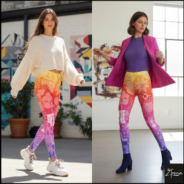 Leggings Colcha abstracta de arte popular con gradiente de